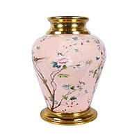 Metal Vase with Chirping Birds and Fresh Floral Theme Metal Vase with Chirping Birds and Fresh Floral Theme