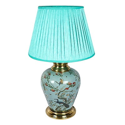 Sea Green Table Lamp with Stunning Artwork for Home or Office Decor