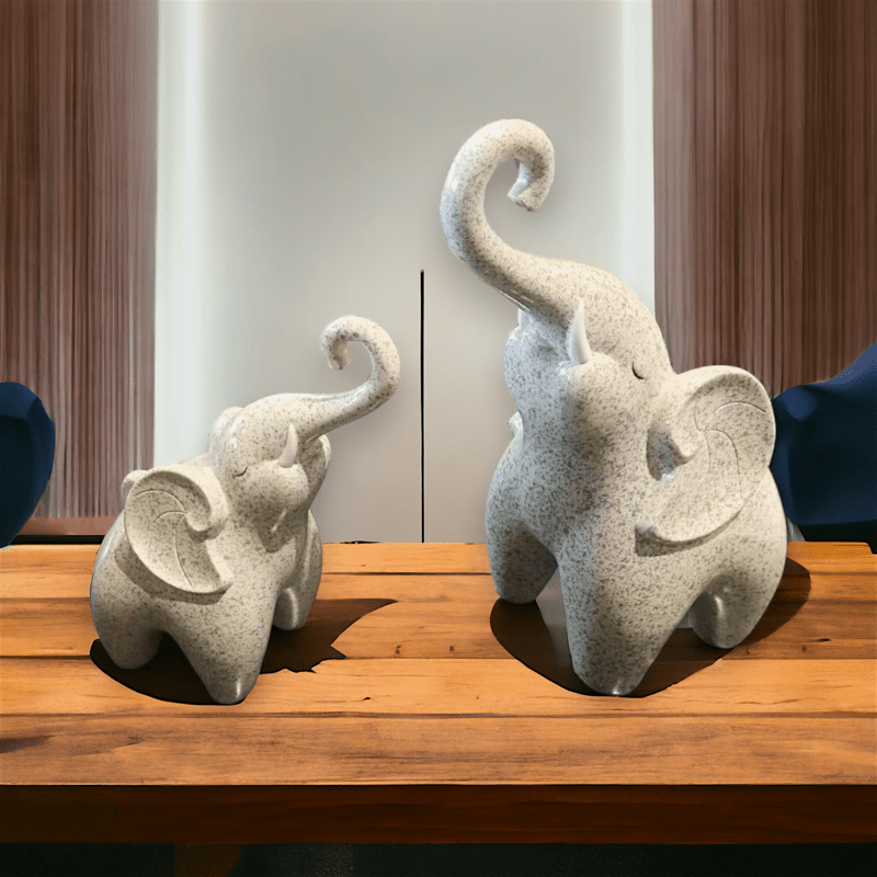 Set of 2 Elephant Table Statue