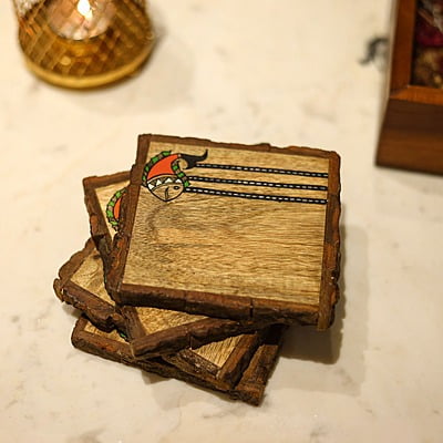 Hand Painted Set of 4 Coasters: Exclusive and Stylish Home and Office Decor