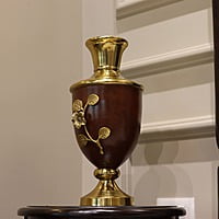 Traditional Indian Metal Vase with Golden Brass Leaf Traditional Indian Metal Vase with Golden Brass Leaf