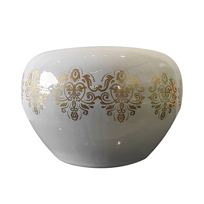 White and Dull Gold Metal Planter for Indoor Natural Plants