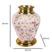 Metal Vase with Chirping Birds and Fresh Floral Theme Metal Vase with Chirping Birds and Fresh Floral Theme