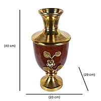 Traditional Indian Metal Vase with Golden Brass Leaf Traditional Indian Metal Vase with Golden Brass Leaf