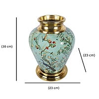 Metal Vase with Fresh Floral Theme: Cheerful Chirping Birds and Blooming Flowers Metal Vase with Fresh Floral Theme: Cheerful Chirping Birds and Blooming Flowers