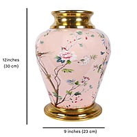 Metal Vase with Chirping Birds and Fresh Floral Theme Metal Vase with Chirping Birds and Fresh Floral Theme