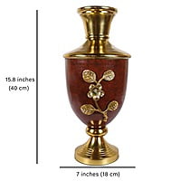 Traditional Indian Metal Vase with Golden Brass Leaf Traditional Indian Metal Vase with Golden Brass Leaf