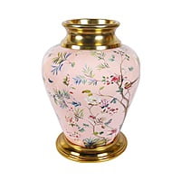 Metal Vase with Chirping Birds and Fresh Floral Theme Metal Vase with Chirping Birds and Fresh Floral Theme