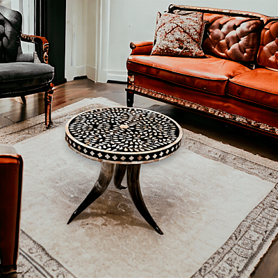 Antique Black Horn Stand Coffee Table