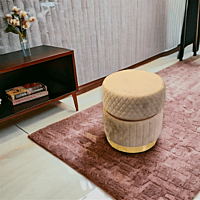 White Fabric Puffy Stool