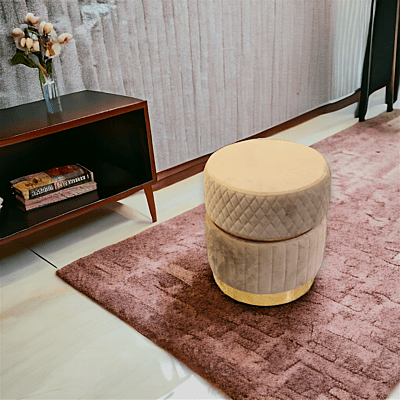 White Fabric Puffy Stool